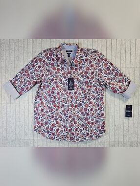 NWT Chaps Floral Button Down Shirt 1X No Iron Stretch Blouse